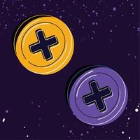 Abstract Plus Symbol Design Circular Icons, Purple and Gold vector