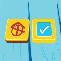 Choice Home or Check Mark Decision Making Concept vector