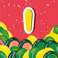 Abstract Yellow, Green, and Red Design with Organic Shapes vector