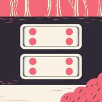 Abstract Double Square with Pink Circles vector