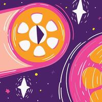 Abstract Cosmic Reels Play Button in Starry Galaxy vector