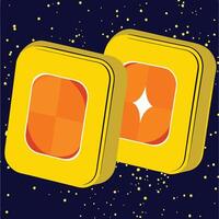 Cosmic Square Night Sky, Abstract Design, Yellow and Orange vector