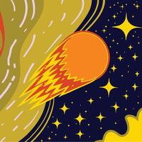 Cosmic Comet Night Sky, Fiery Tail, Starry Background vector