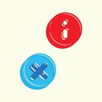 Circular Buttons Info and Cancel Icons vector