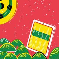 Abstract Tablet Display Yellow, Green, Red Design vector