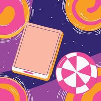 Abstract Tablet and Colorful Circles Design vector