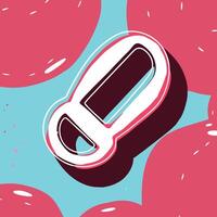 Abstract 3D Number Eight Design, Pink and Teal Background vector