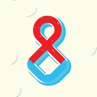 Abstract Number Eight Design Red and Blue 3D Graphic vector