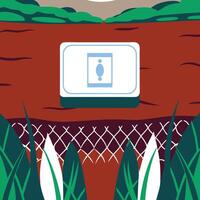 Abstract Nature Scene with Geometric Fence and Symbolic Image vector
