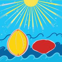 Summer Sun, Ocean Waves, and Abstract Shapes vector
