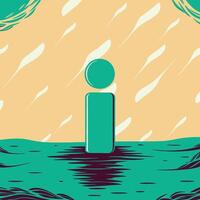 Abstract Teal Figure in Water Minimalist Design vector