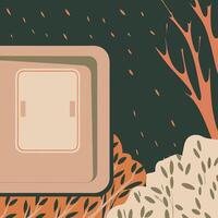 Autumnal Abstract Geometric Shapes and Botanical Motifs vector