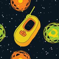Retro Space Comm Device Planets vector