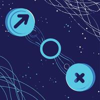 Abstract Up Arrow and Cross Symbol Choice, Decision, and Direction vector
