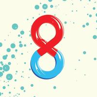 Abstract Number Eight Design Red and Blue Swirls vector