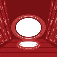 Red Compact Mirror in Wooden Setting vector