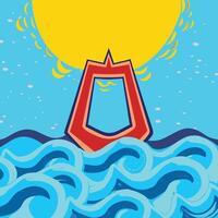 Abstract Sun, Ocean Waves, and Gateway Artwork vector
