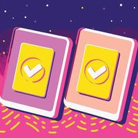 Dual Checkmarks Abstract Design, Colorful UI, App Interface, Digital Illustration, Graphic Design, Art, Modern Style, Flat Design, Check List, Approval vector
