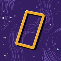 Cosmic Abstract Art Purple Galaxy with Yellow Frame vector