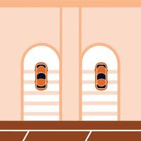 Abstract Archway with Cars Minimalist Geometric Design vector