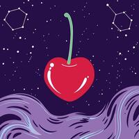 Cosmic Cherry A Celestial Fruit in Abstract Space vector