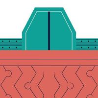 Abstract Geometric Design Teal Gate and Coral Pattern vector