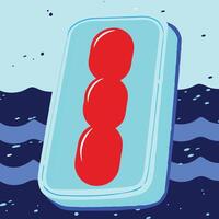 Abstract Red Circles in a Blue Container Floating on Water vector