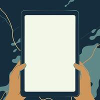Tablet Display Hands Holding Blank Screen vector