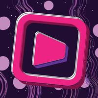Abstract Play Button Design Vibrant Pink, Purple, and Dark Background vector
