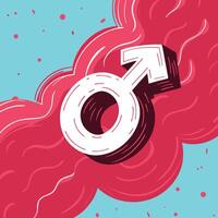 Male Symbol Abstract Design with Red Swirls vector