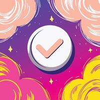 Abstract Checkmark Colorful Swirls and Stars vector