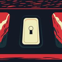 Abstract Keyhole Switch Red, Black, and Beige Design vector