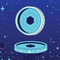 Hexagon Crypto Token in Space Futuristic Digital Asset vector