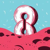 Abstract Number Eight in a Surreal Landscape vector