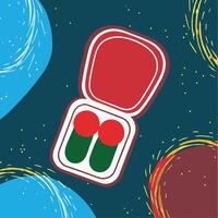Red and Green Capsule Case Abstract Art vector