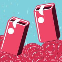 Abstract Pink Blocks Falling into Swirling Red vector