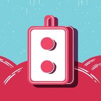 Two Red Circles on White Rectangle Simple Signal Icon vector