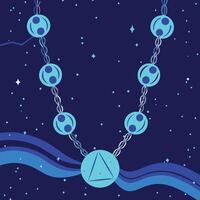 Celestial Chain with Triangle Pendant Abstract Art vector