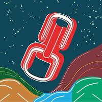 Abstract Red Link Design, Symbolic Connection vector
