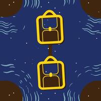 Abstract Backpack Design Seamless Pattern, Dark Blue Background vector