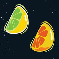 Citrus Fruit Slices in Space A Vibrant Abstract Design vector