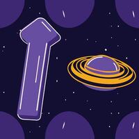Cosmic Arrow and Ringed Planet Abstract Space Art vector