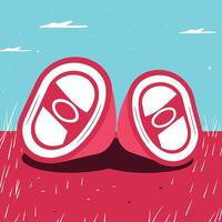 Abstract Red and White Concentric Circles on Grass vector