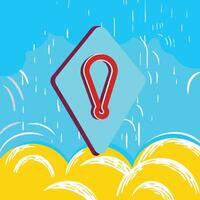 Abstract Location Pointer Isometric Design, Blue Yellow Background vector