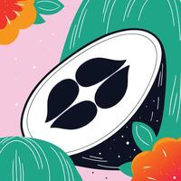 Tropical Fruit Illustration Abstract Art with Floral Elements vector