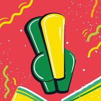 Abstract Green and Yellow Shapes on Red Background vector