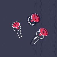 Abstract Pushpins Red Heads, Dark Background vector