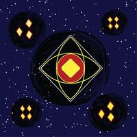 Cosmic Geometry Celestial Bodies and Abstract Forms vector