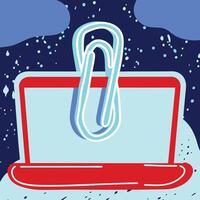 Laptop and Paperclip Digital Attachment Concept vector