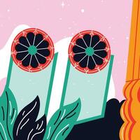 Abstract Floral Design with Bold Colors and Shapes vector